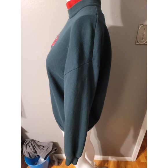 Top Stitch By Morning Sun Petite Green Vintage Sweatshirt Size PM Cardinal Bird - Picture 3 of 8
